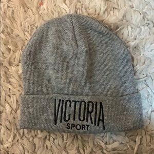 Victoria Sport Embroidered Gray Beanie